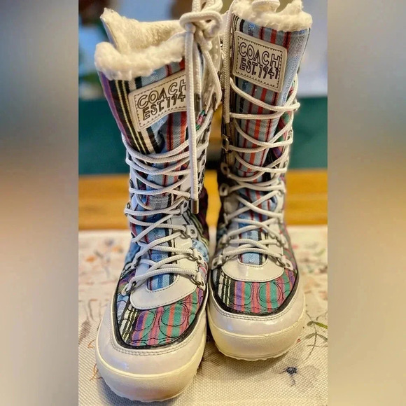 Coach | Peggey Tall Winter Boots | Striped | Women’s 8.5 - Picture 3 of 7